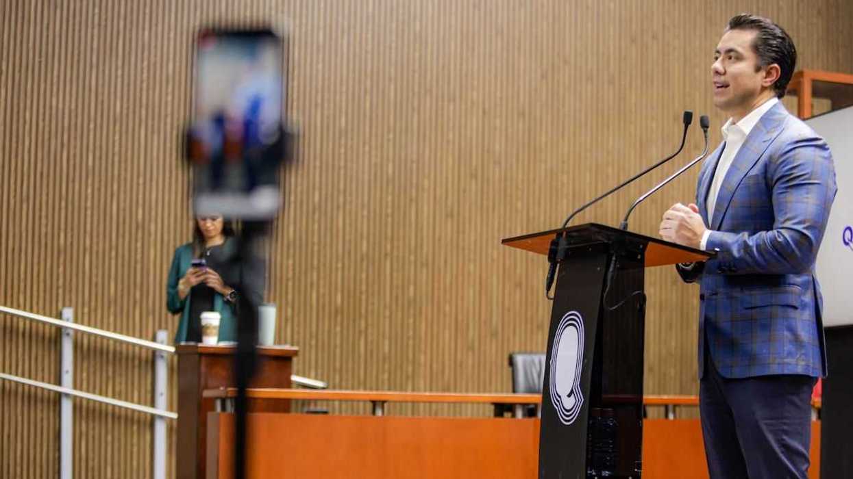 Alcalde Felifer Macías Olvera durante conferencia de prensa sobre reforma electoral Plan B en Querétaro, 25 de marzo de 2026