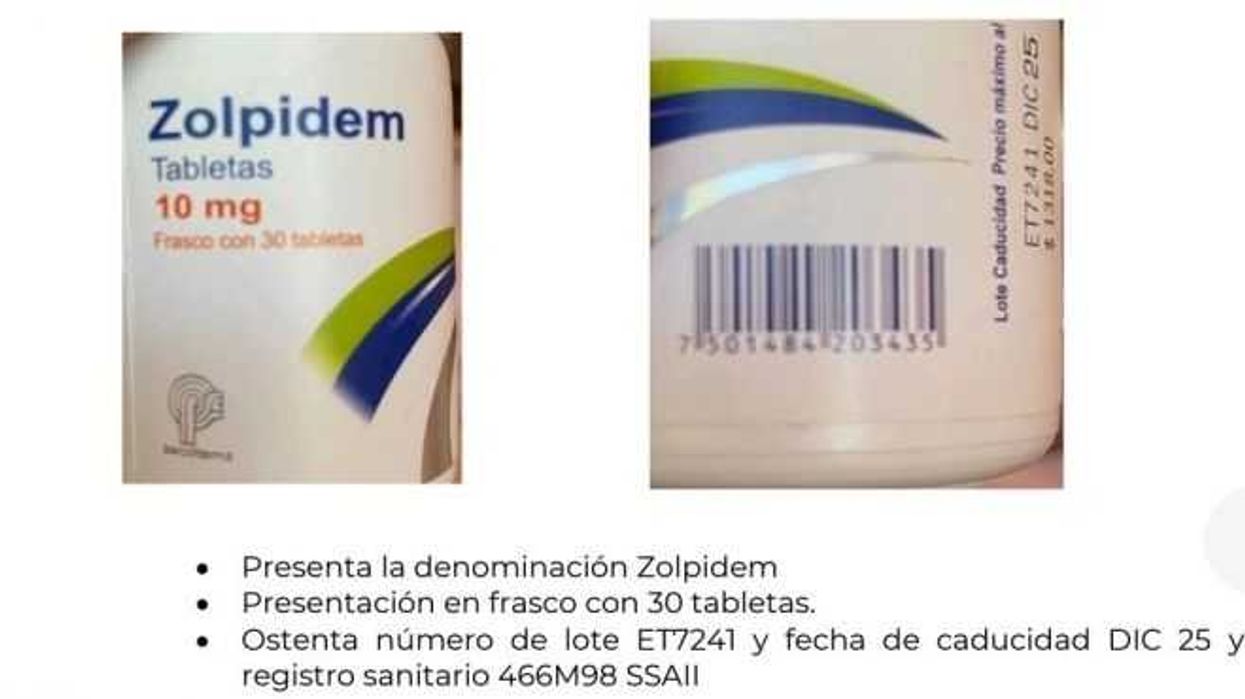 Alerta de COFEPRIS por falsificación del medicamento Zolpidem en Querétaro.