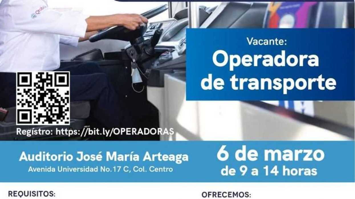 Anuncian primer reclutamiento para Mujeres Operadoras de Transporte en Querétaro.
