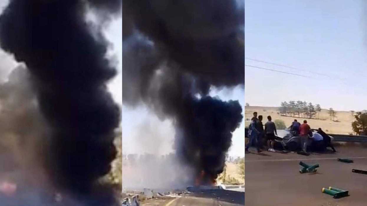 Aparatoso incendio tras choque de tráiler en la federal 55: sin víctimas.