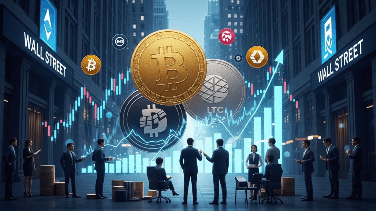 Aplicación móvil de FTMining para minería en la nube de Bitcoin, Dogecoin y Litecoin en pantalla de smartphone