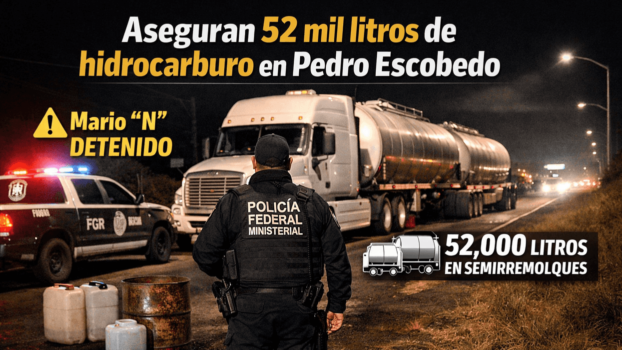 Aseguramiento de tractocamión con hidrocarburo presuntamente robado en operativo federal de Pedro Escobedo