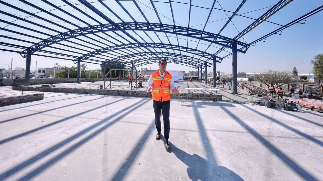 Avance de obra del Polideportivo de Santa María Magdalena en Querétaro con inversión de 17.9 millones de pesos