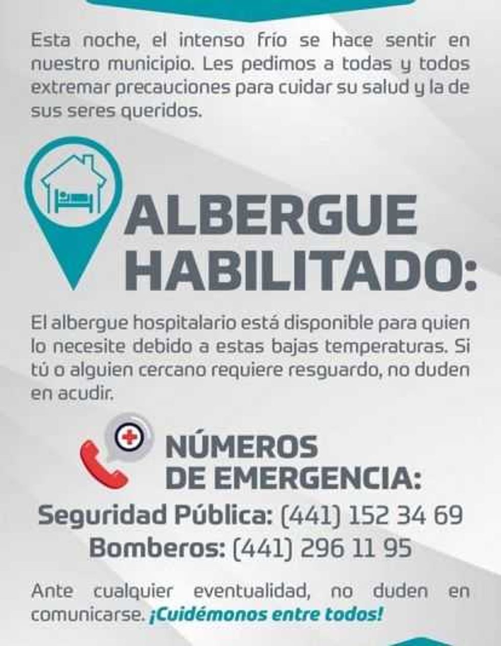 Bajas temperaturas en Querétaro; activan albergues y suspensión de clases.