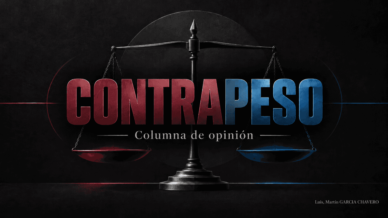 Balanza de CONTRAPESO en colores guinda y azul para columna sobre Santiago Nieto y Querétaro 2027