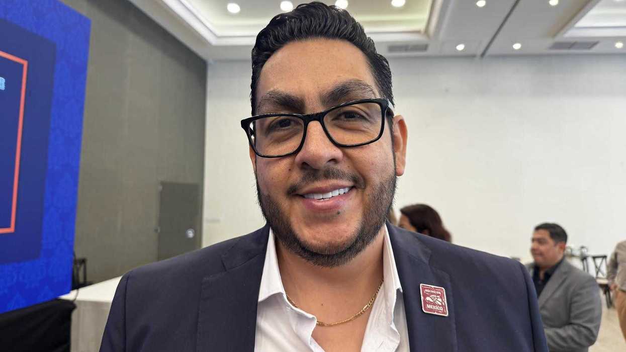 César Gutiérrez Sánchez durante una entrevista sobre el avance del distintivo Hecho en México en Querétaro