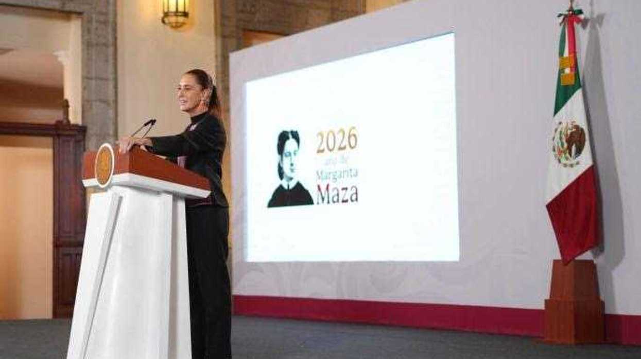 Claudia Sheinbaum durante el anuncio del Segundo Simulacro Nacional 2026 en Palacio Nacional