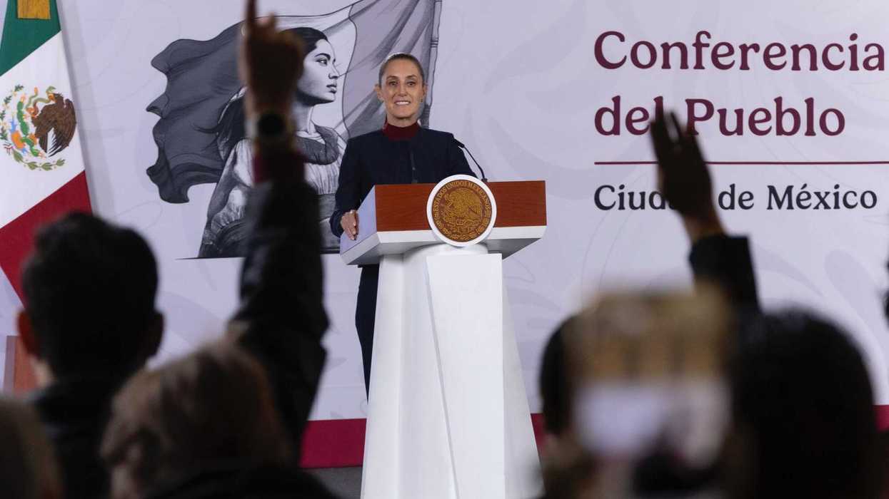 Claudia Sheinbaum durante la Conferencia del Pueblo en Palacio Nacional, en la Ciudad de México.