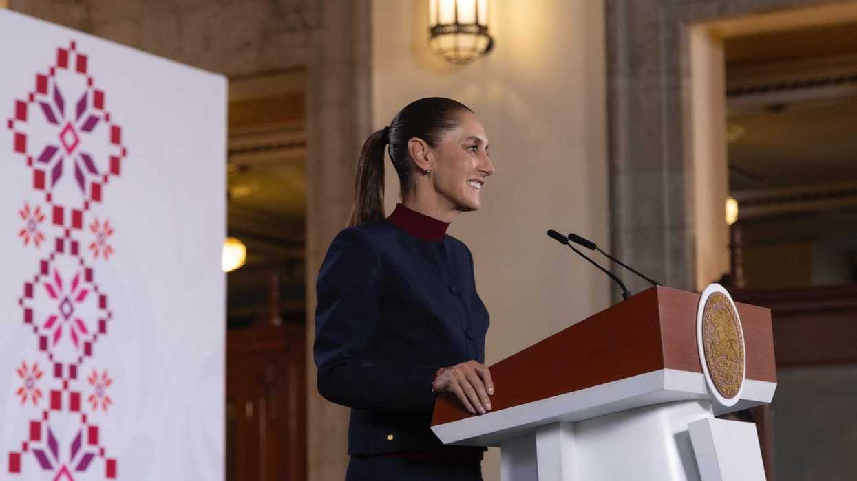 Claudia Sheinbaum durante su conferencia matutina en Palacio Nacional el 14 de agosto de 2026.