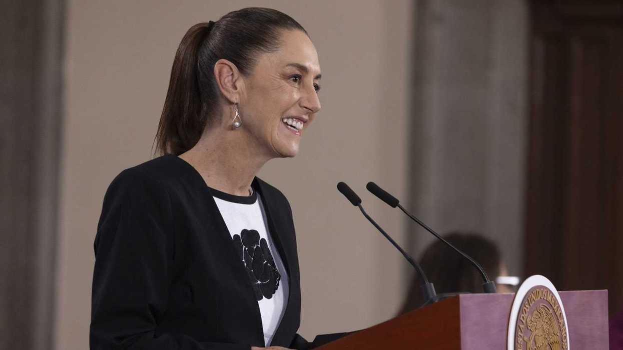 Claudia Sheinbaum Pardo durante conferencia matutina en Palacio Nacional el 8 de mayo de 2026 sobre tensión con Trump por cárteles