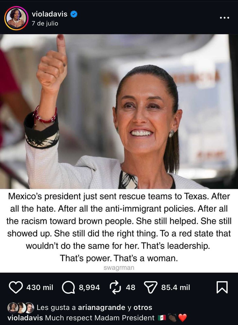 Claudia Sheinbaum, presidenta de M\u00e9xico, recibi\u00f3 reconocimientos de actores y cantantes internacionales. Netflix invertir\u00e1 mil millones de d\u00f3lares en producci\u00f3n.