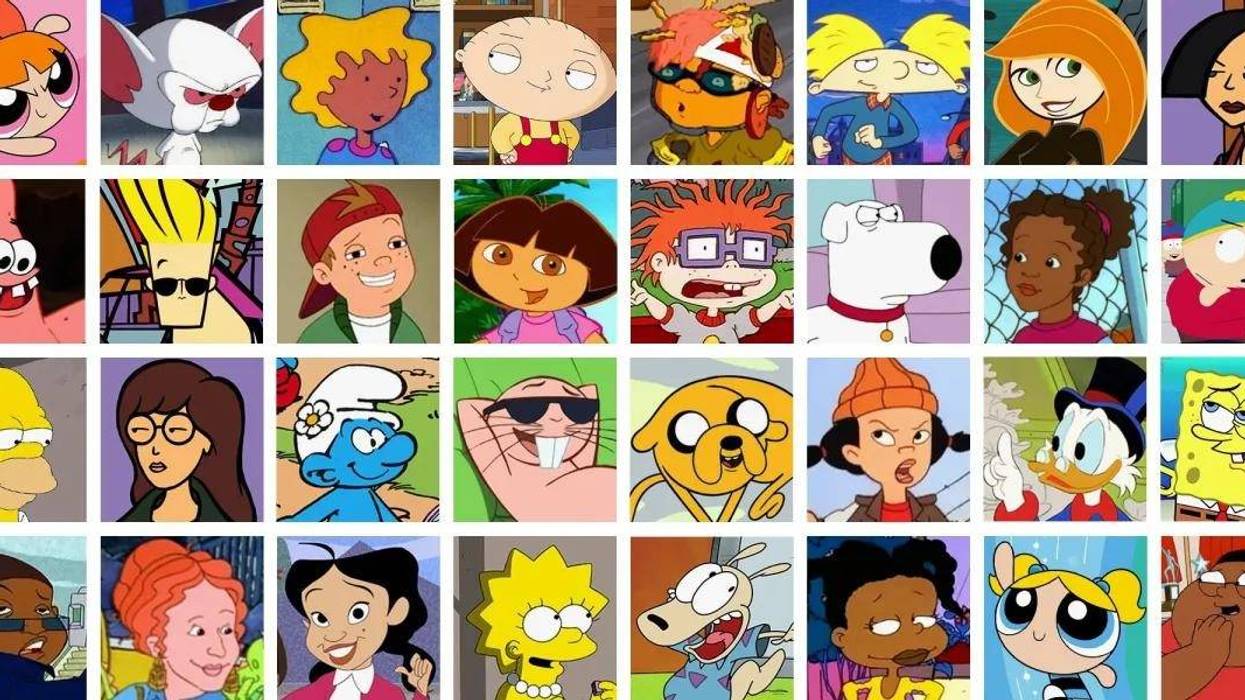 Collage de personajes de caricaturas sobre un cielo nocturno, alusivo al Día Mundial de la Animación