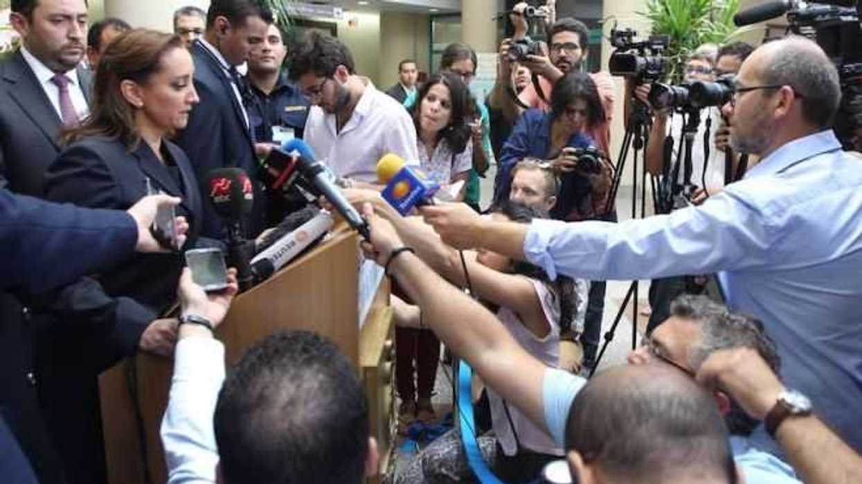 Conferencia de prensa de la canciller mexicana Claudia Ruiz Massieu en El Cairo, Egipto. FOTO/NOTIMEX