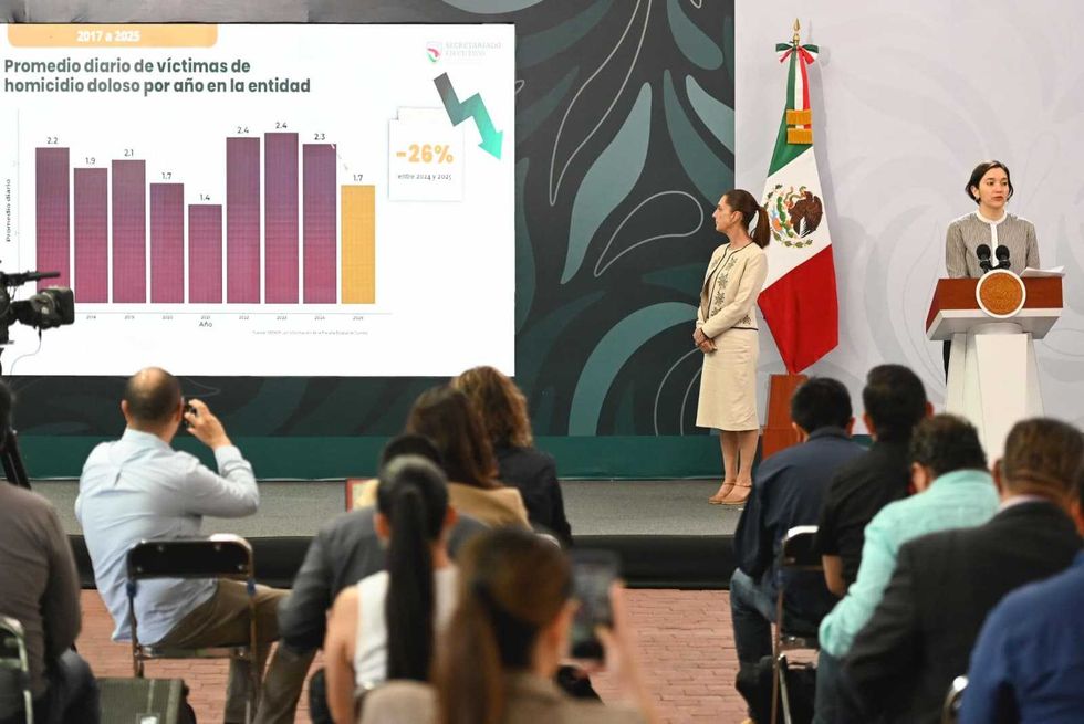 Conferencia de seguridad sobre homicidio doloso en Colima con cifras de la Estrategia Nacional 2026