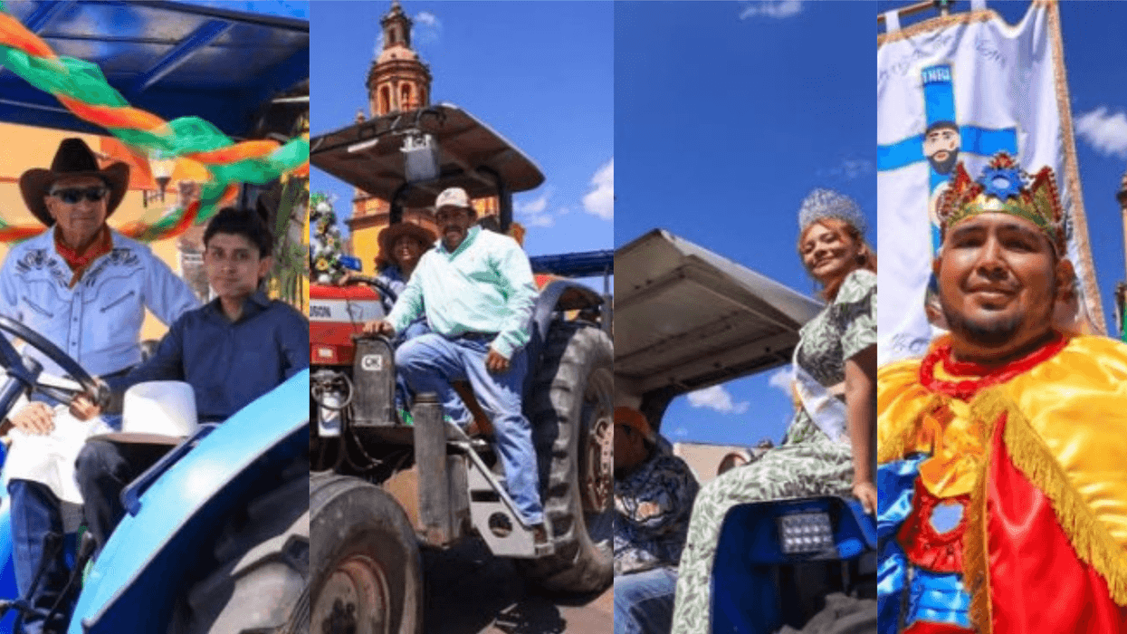 Desfile de tractores y shitases en honor a San Isidro Labrador en el Barrio San Isidro de San Juan del Río, Querétaro