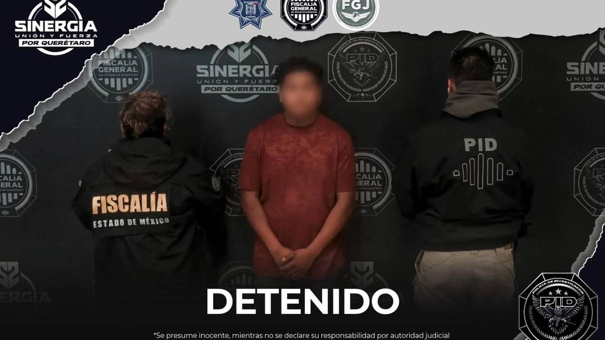 Detenido con rostro difuminado junto a agentes de la PID y de la Fiscalía del Estado de México por tentativa de feminicidio