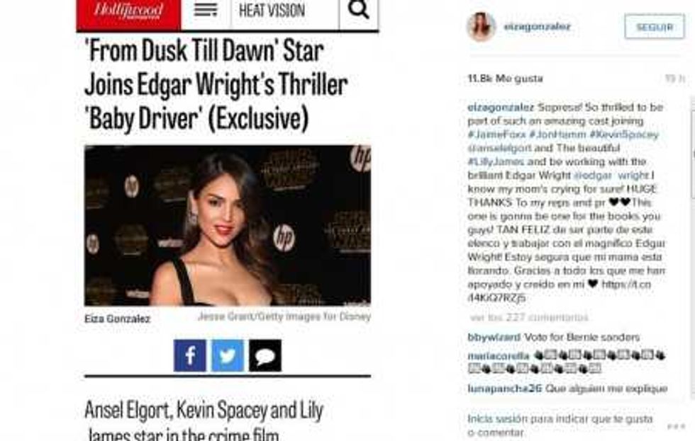 Eiza González ha dado a conocer por medio de su cuenta en Instagram que se une al elenco de la cinta Baby Driver.
