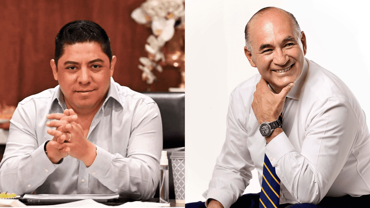 El gobernador Ricardo Gallardo Cardona y el alcalde Enrique Galindo Ceballos en conferencia sobre exámenes de control y confianza en San Luis Potosí