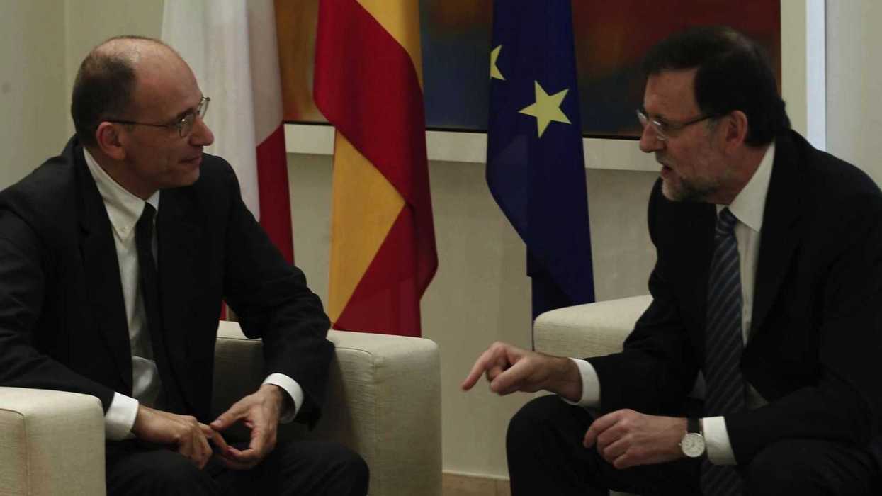 El presidente del Gobierno español Mariano Rajoy, recibió al presidente del Consejo de Ministros de la República Italiana, Enrico Letta, en el Palacio de la Moncloa, en Madrid. NOTIMEX
