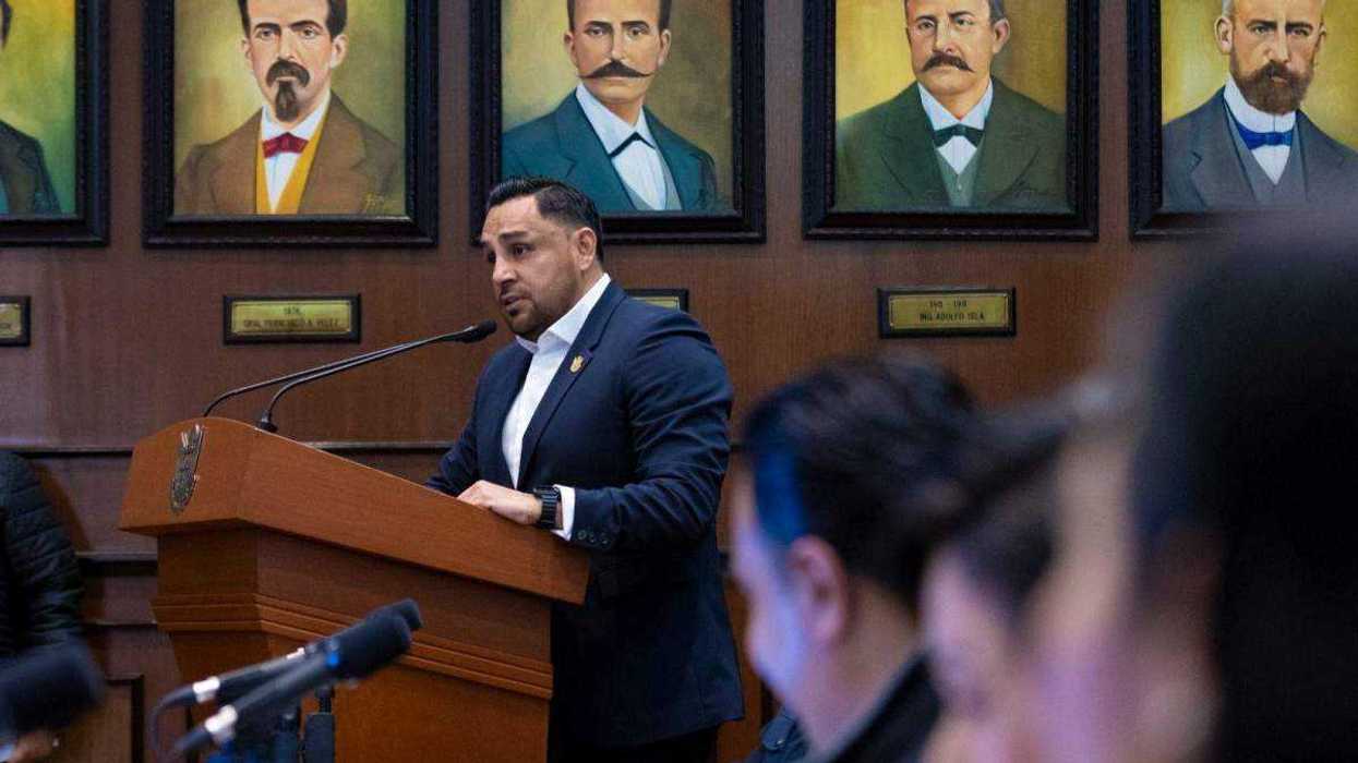 El secretario de Seguridad Ciudadana, Iován Elías Pérez Hernández, durante la presentación de resultados en materia de seguridad en Querétaro.