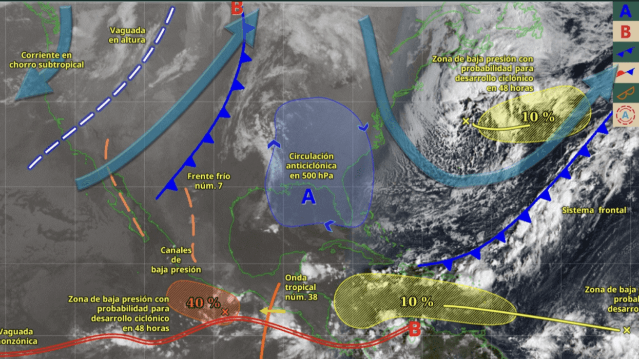 El Servicio Meteorológico Nacional alerta sobre lluvias muy fuertes en el sur y sureste de México con riesgo de inundaciones y deslaves.