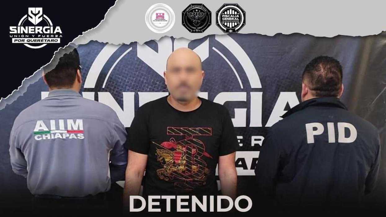 Elementos de la Fiscalía de Querétaro cumplimentan orden de aprehensión contra hombre requerido por robo violento en Chiapas.