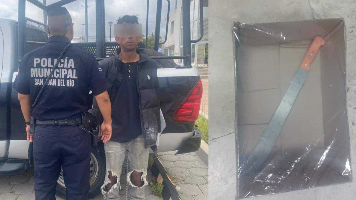 Elementos de la Secretaría de Seguridad Pública Municipal detuvieron a Antonio "N" por amenazar con machete a su expareja en el fraccionamiento Loma Alta.