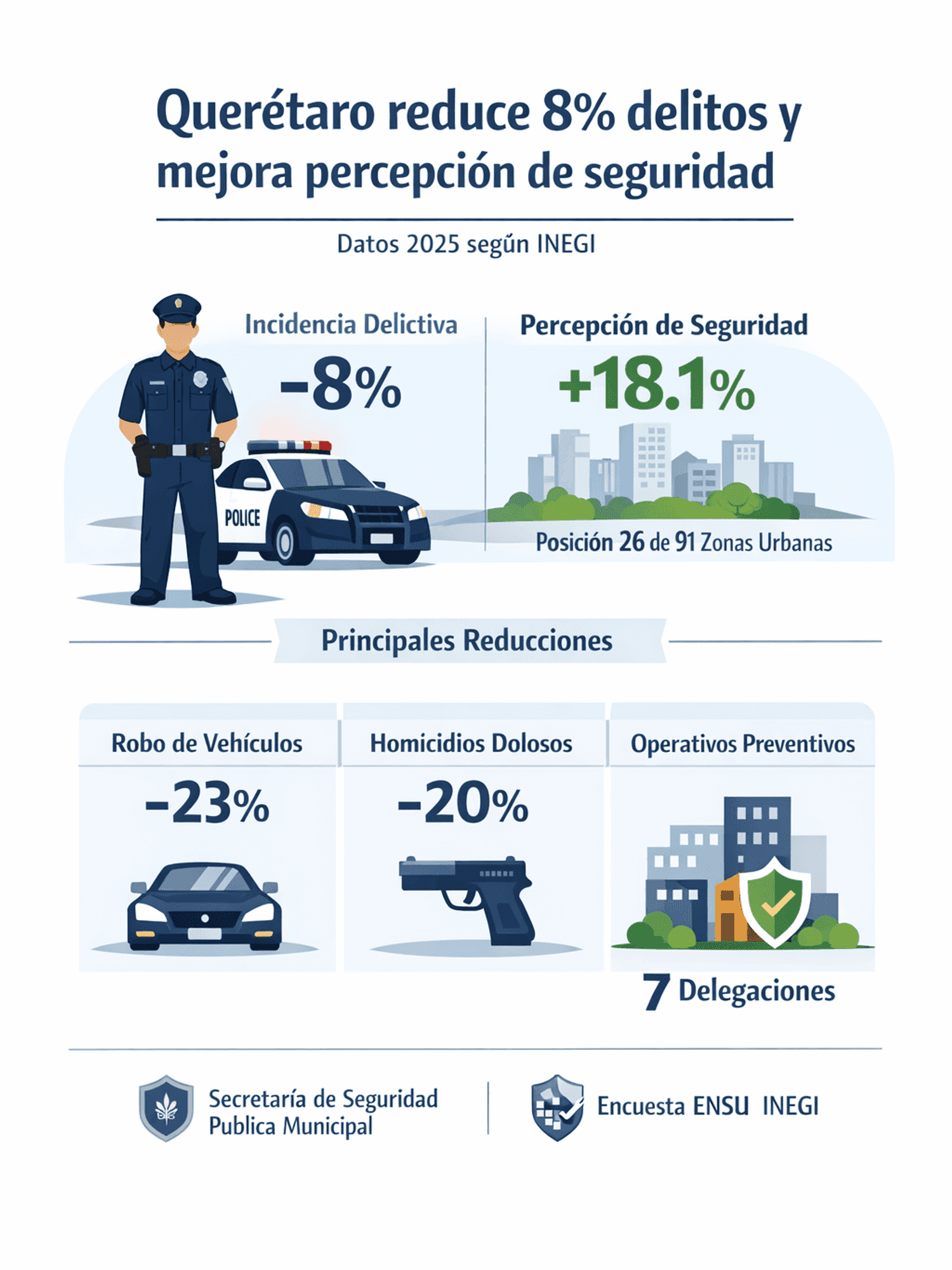 Elementos de Seguridad P\u00fablica realizan patrullaje preventivo en calles de Quer\u00e9taro como parte de estrategia para reducci\u00f3n de delitos