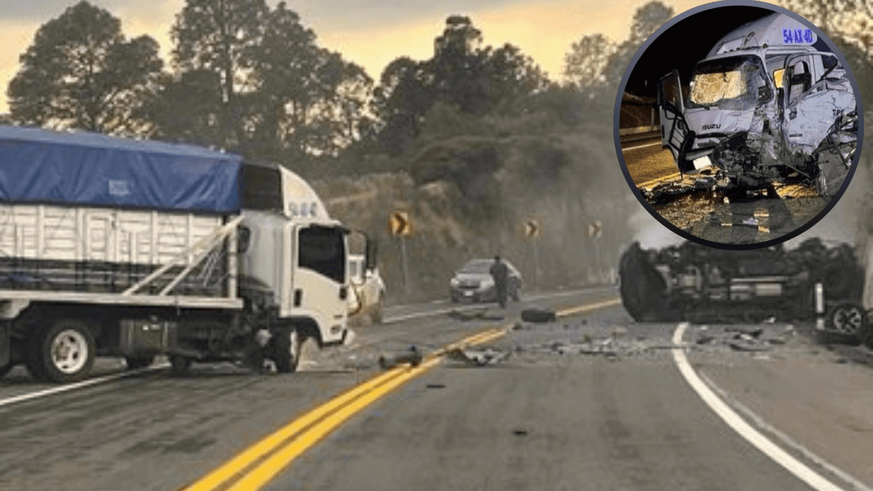 Escena del accidente donde murió Diego Osuna Miranda en autopista Toluca–Valle de Bravo tras choque frontal contra camión de carga