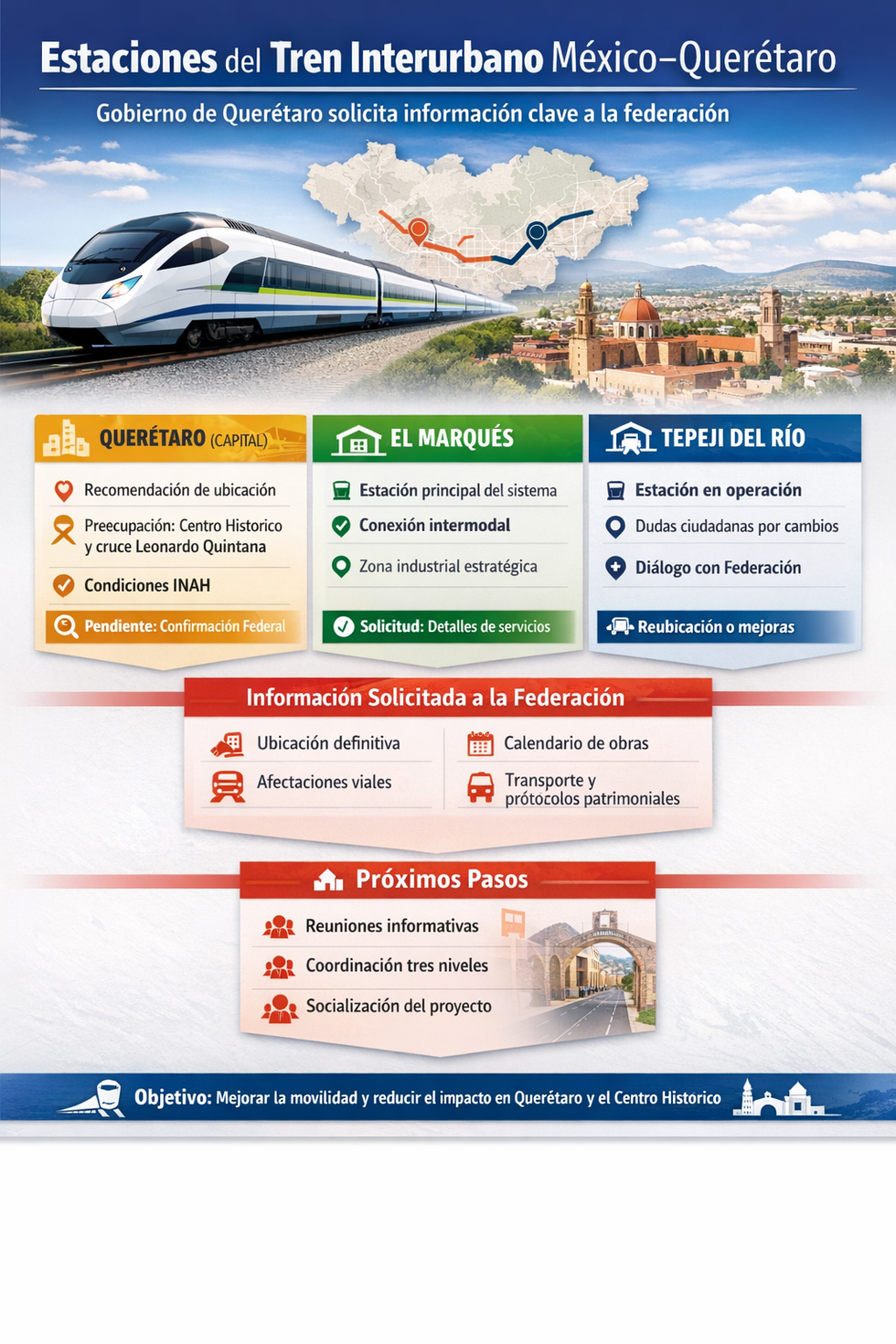 Estaciones del Tren Interurbano en Quer\u00e9taro.