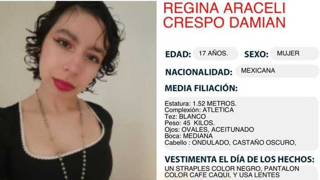 Ficha de Alerta Amber AAQ05/2026 con fotografía de Regina Araceli Crespo Damián, menor de 17 años desaparecida en Querétaro