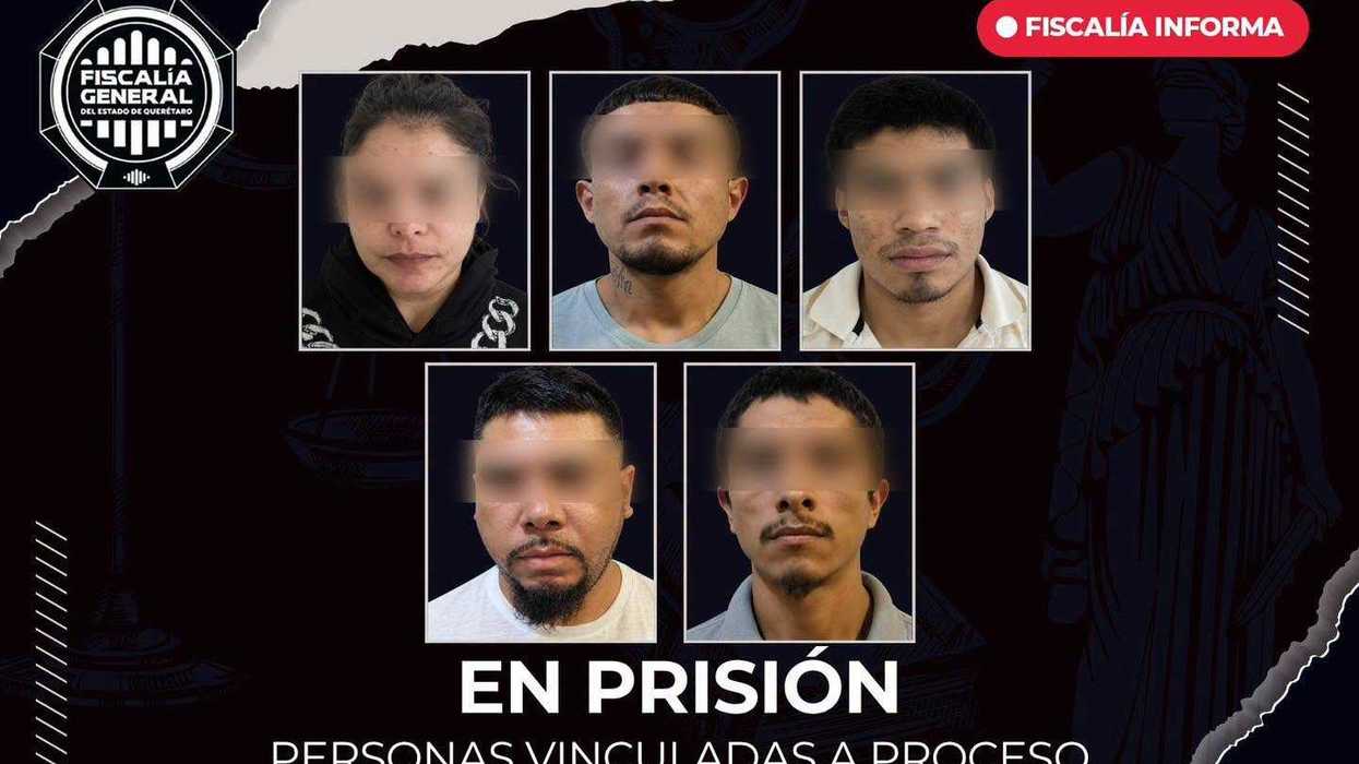 Fichas de la Fiscalía con rostros difuminados de cinco vinculados a proceso por desaparición en Landa de Matamoros