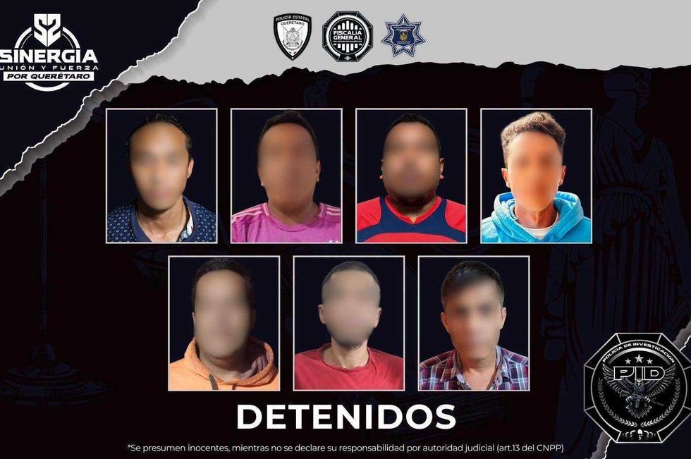 Fotograf\u00edas de los siete detenidos en San Juan del R\u00edo tras cumplimentar igual n\u00famero de \u00f3rdenes de aprehensi\u00f3n.