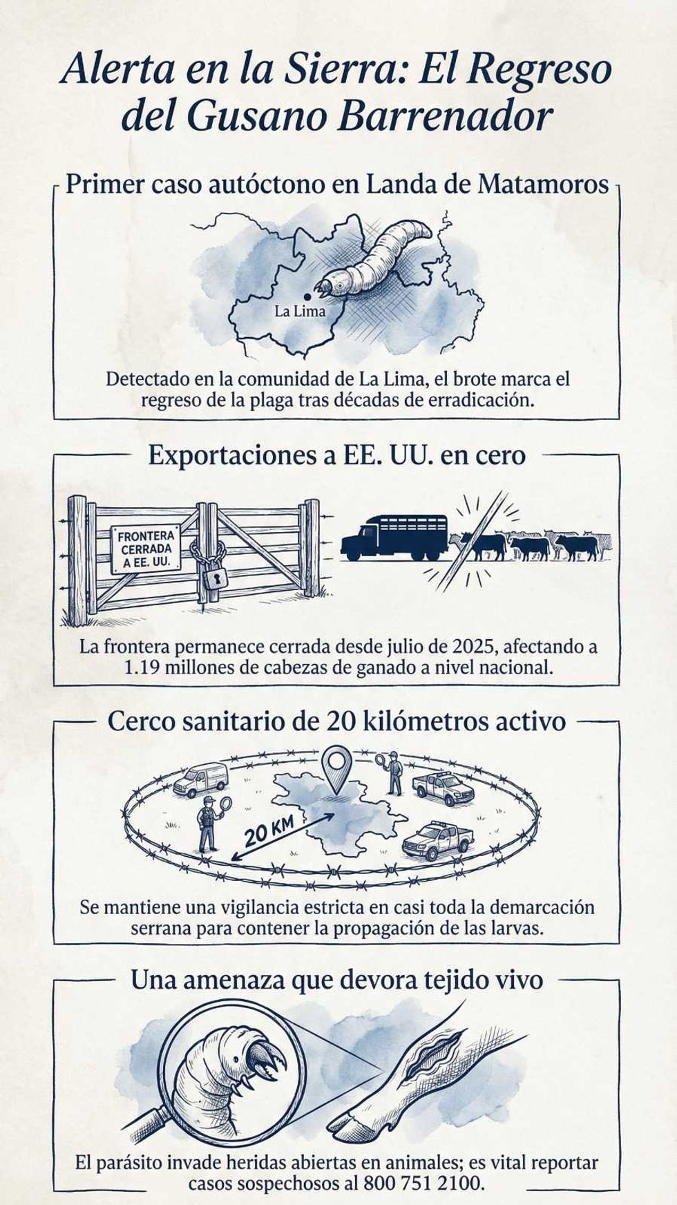 Ganaderos de la Sierra Gorda de Quer\u00e9taro enfrentan el primer caso aut\u00f3ctono de gusano barrenador detectado en Landa de Matamoros Ganaderos de la Sierra Gorda de Quer\u00e9taro enfrentan el primer caso aut\u00f3ctono de gusano barrenador detectado en Landa de Matamoros