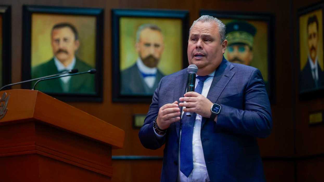 Gerardo Cuanalo Santos, director de la Agencia de Movilidad del Estado de Querétaro, durante el quinto informe de gobierno.