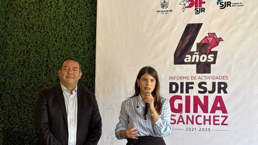 Gina Sánchez Barrios presenta cuarto informe de gestión del DIF San Juan del Río con programas de asistencia social.