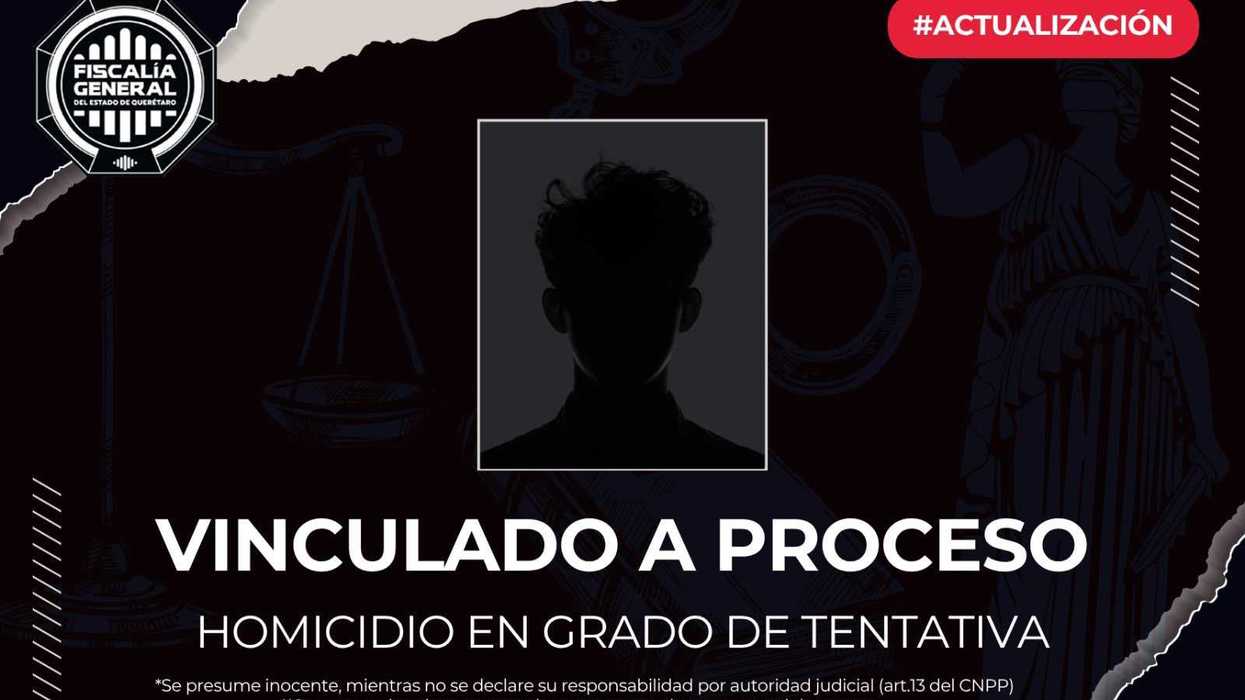 Gráfica de la Fiscalía de Querétaro con silueta que resguarda la identidad del adolescente vinculado a proceso