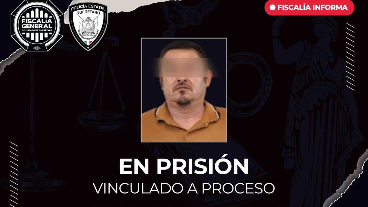 Hombre con rostro difuminado en fotografía de prisión difundida por la Fiscalía General del Estado de Querétaro tras su vinculación a proceso por robo a comercio en Cerrito Colorado.