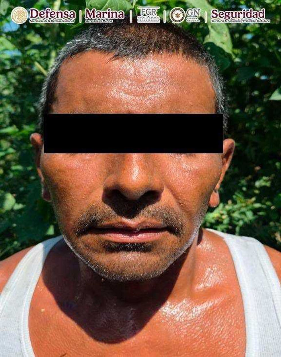 Hombre detenido con el rostro cubierto, difundido por el Gabinete de Seguridad tras operativos en Mazatl\u00e1n