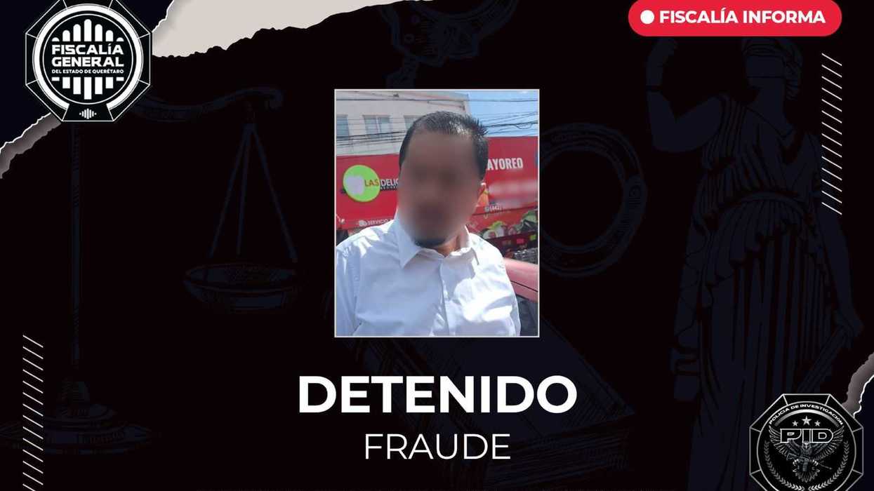 Hombre detenido con rostro difuminado por fraude en escrituración de un predio en El Marqués, Querétaro.