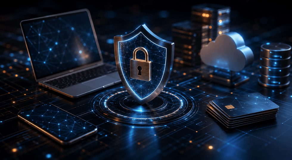 Ilustraci\u00f3n conceptual de seguridad digital y protecci\u00f3n de datos en el procesamiento de pagos de un casino online