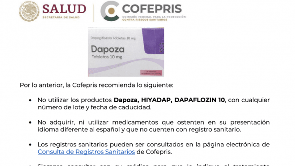 IMSS en San Juan del Río distribuye medicamento DAPOZA boletinado por COFEPRIS.