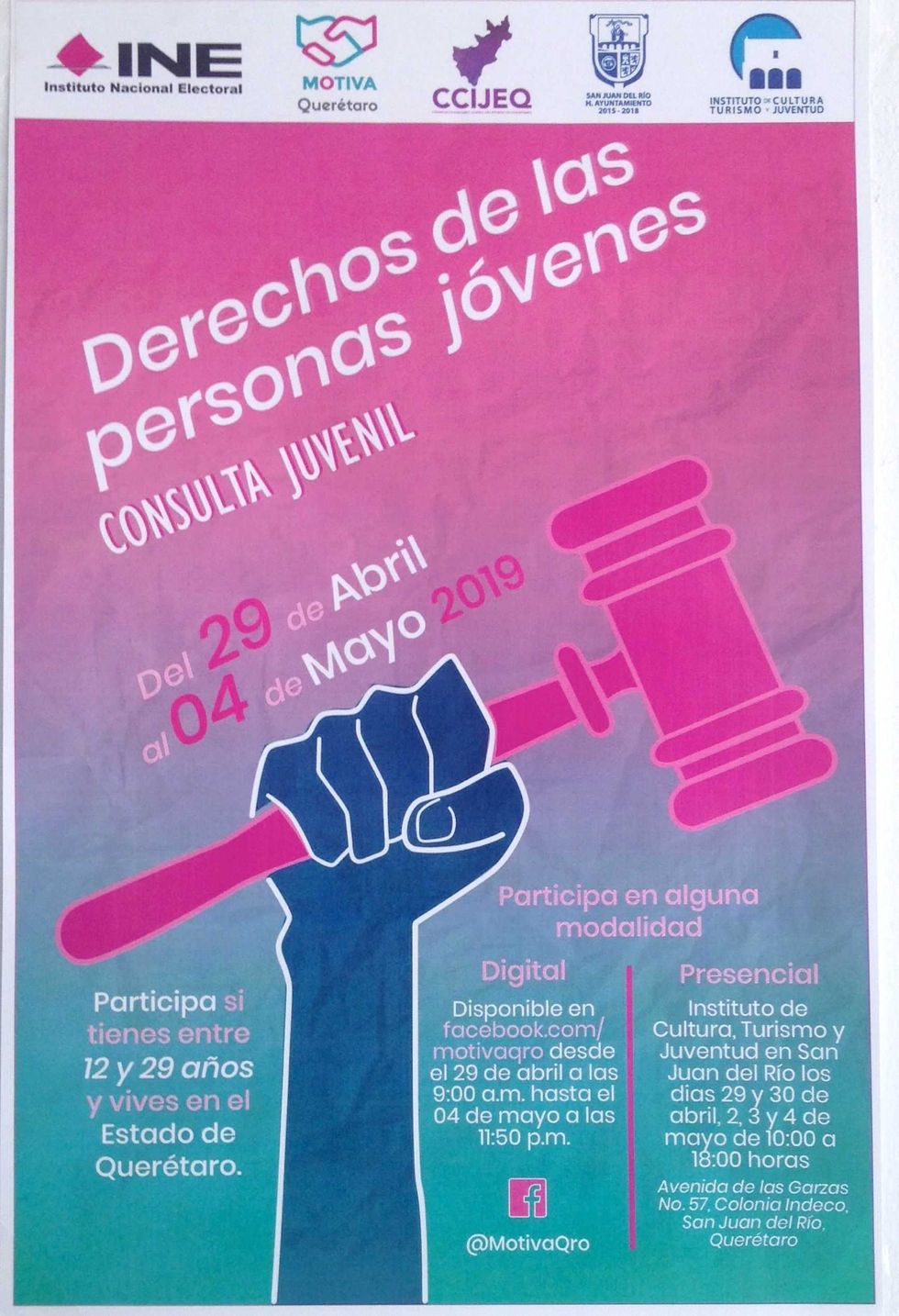 invita ine a participar en consulta juvenil 2019 en san juan del rio