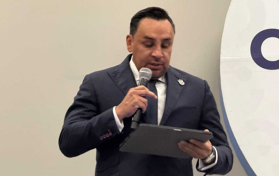 Iov\u00e1n El\u00edas P\u00e9rez, secretario de Seguridad Ciudadana de Quer\u00e9taro, durante la presentaci\u00f3n del balance de seguridad 2021-2026.