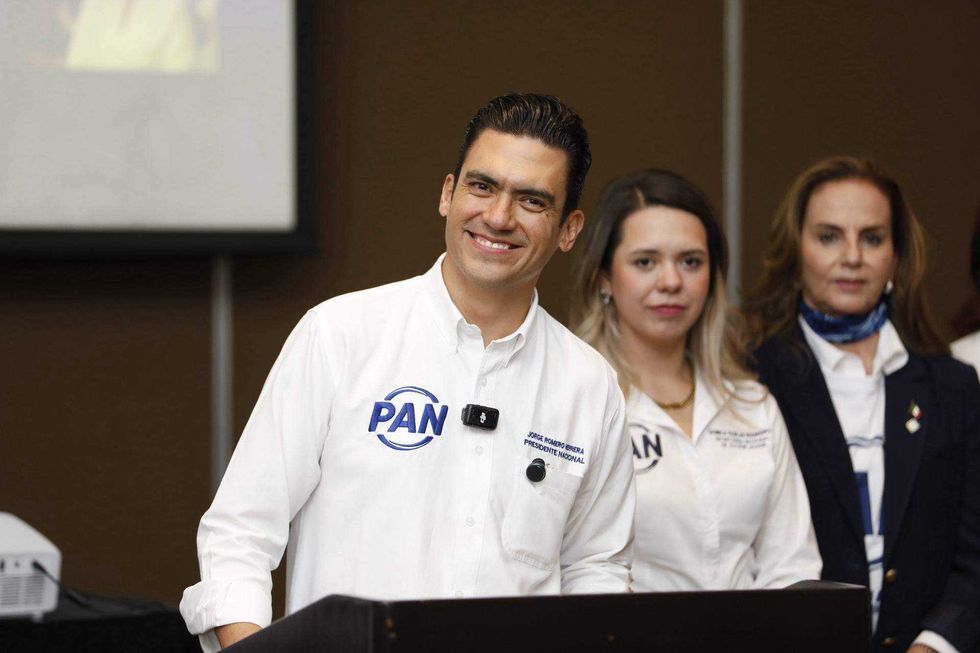 Jorge Romero Herrera, presidente nacional del PAN, durante presentación de estrategia electoral para Querétaro 2027.