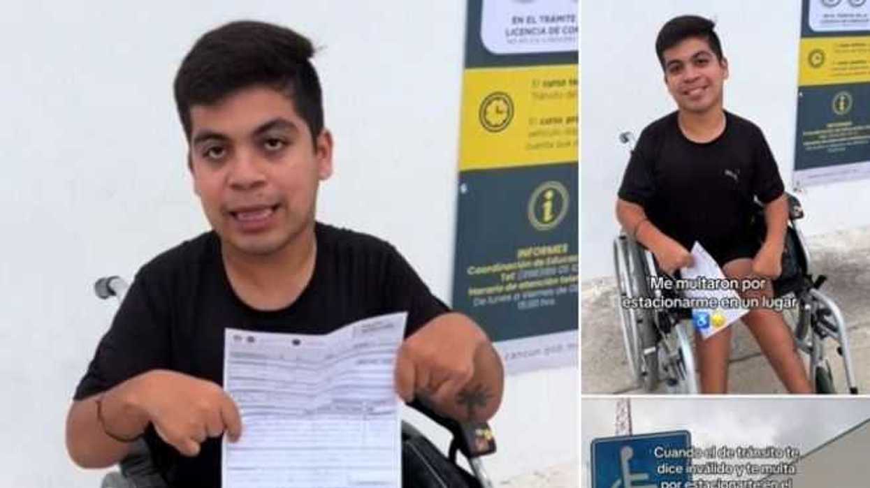 Joven con discapacidad es multado por estacionarse en lugar reservado.