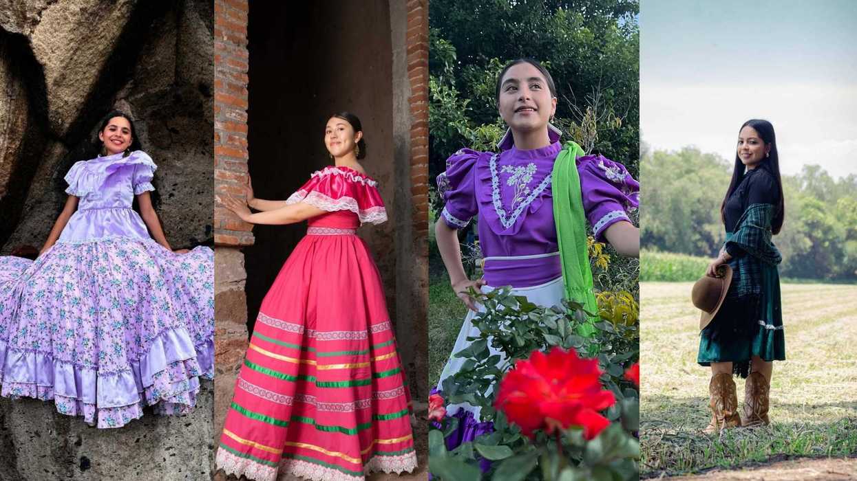 Jóvenes representantes con vestimenta tradicional alistan su participación en el certamen de San Juan del Río.