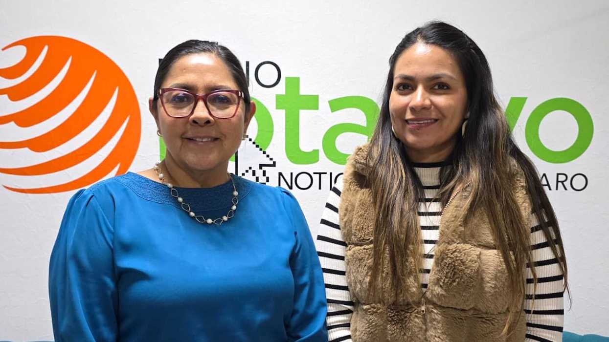 Judith Ortiz Monroy y Amaiyranil Estrella Carrillo, de la Secretaría de la Mujer, en entrevista sobre lactarios