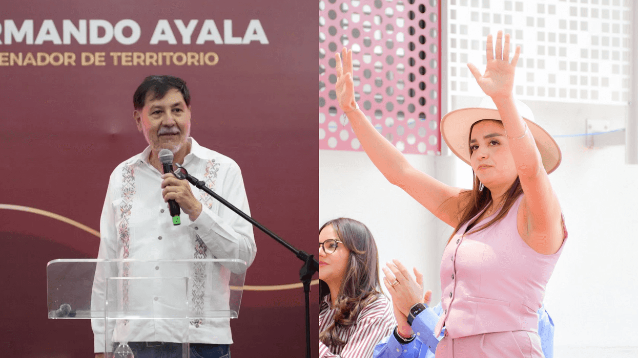 La alcaldesa de Uruapan, Grecia Quiroz, durante una comparecencia pública en Michoacán.