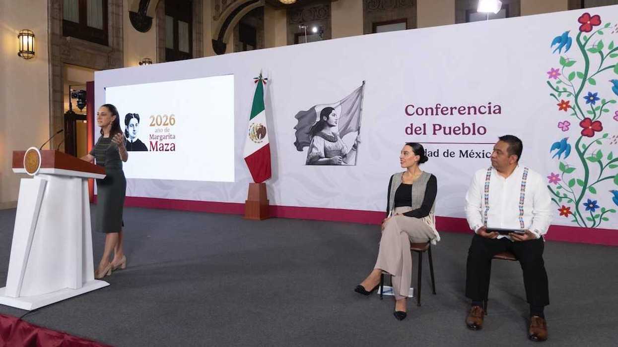 La presidenta Claudia Sheinbaum durante su conferencia matutina en Palacio Nacional al referirse al plantón de la CNTE.